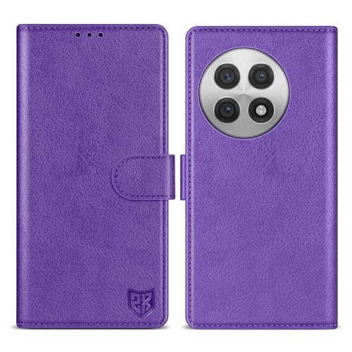 ZZXX Schutzhülle für OnePlus 13R mit RFID-Blockierung, Kartenschlitz, Ständer, Magnetverschluss, Leder-Klapphülle (Violett, 17,2 cm) von ZZXX