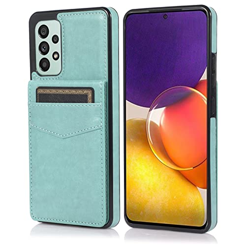 ZZXX Schutzhülle für Samsung Galaxy A53 5G, doppellagig, leicht, Premium-Leder mit Kartenfächern, Ständer, Klapphülle für Samsung Galaxy A53 (16,5 cm), Mintgrün von ZZXX