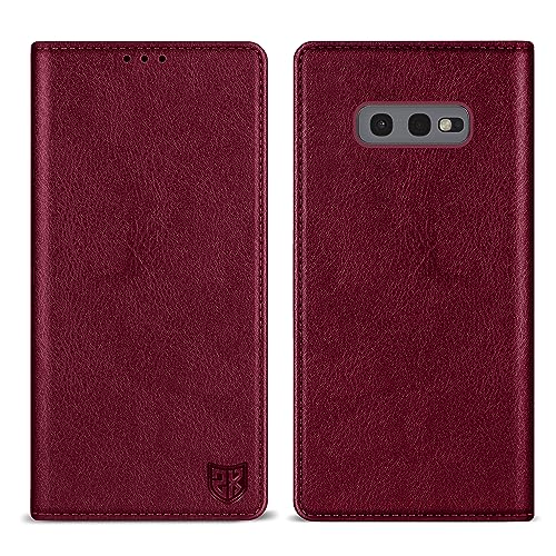 ZZXX Schutzhülle für Samsung Galaxy S10e mit RFID-Blockierung, Kartenschlitz, Ständer, starker Magnetverschluss, Leder-Klapphülle für Samsung Galaxy S10e, Brieftasche, Weinrot, 14,7 cm (5,8 Zoll) von ZZXX