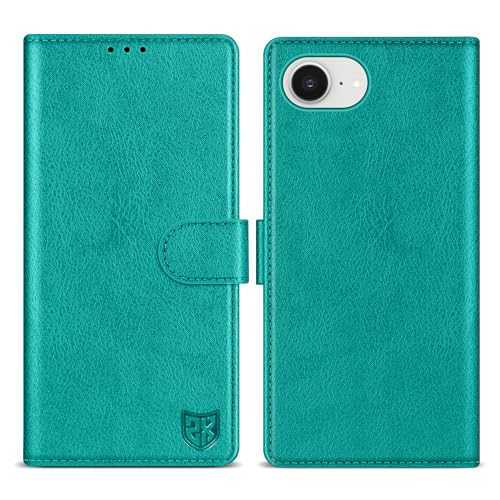 ZZXX Schutzhülle für iPhone 16e, mit RFID-Blockierung, Kartenschlitz, Ständer, Magnetverschluss, Leder-Klapphülle, Schutzhülle für iPhone 16e, 15,5 cm (6,1 Zoll), Seeblau von ZZXX