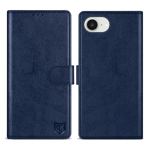 ZZXX Schutzhülle für iPhone 16e, mit RFID-Blockierung, Kartenschlitz, Ständer, Magnetverschluss, Leder-Klapphülle (Blau, 15,5 cm) von ZZXX