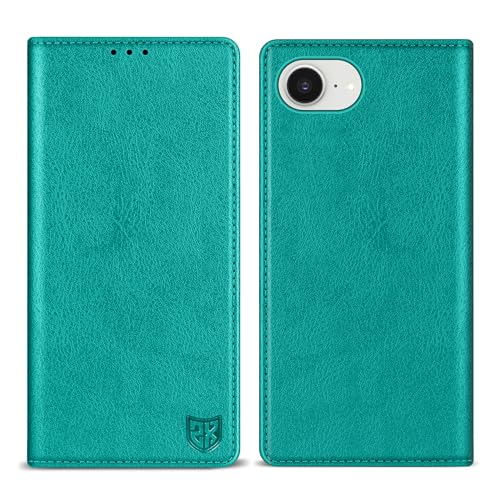 ZZXX Schutzhülle für iPhone 16e, mit RFID-Blockierung, Kartenschlitz, Ständer, starker Magnetverschluss, Leder-Klapphülle, Schutzhülle für iPhone 16e, 15,5 cm (6,1 Zoll), Seeblau von ZZXX