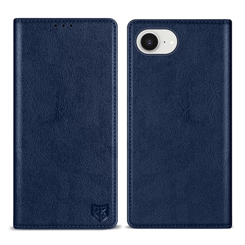 ZZXX Schutzhülle für iPhone 16e, mit RFID-Blockierung, Kartenschlitz, Ständer, starker Magnetverschluss, Leder-Klapphülle (Blau, 15,5 cm) von ZZXX