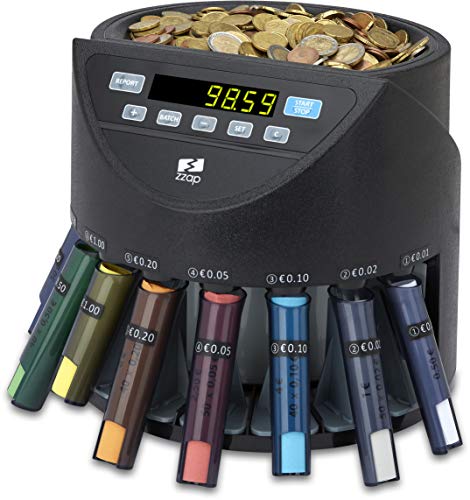 ZZap CS20 - Automatischer EURO Münzzähler & -sortierer - Geldzählmaschine Münzzählautomat Geldzähler von ZZap
