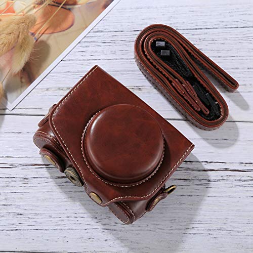 ZZjingli Accessories Ganzkörper-Kamera PU-Leder Kamera Tasche mit Trageriemen for Canon Powershot G7 X Mark II (schwarz) (Kaffee) (Brown) (Farbe : Coffee) von ZZjingli