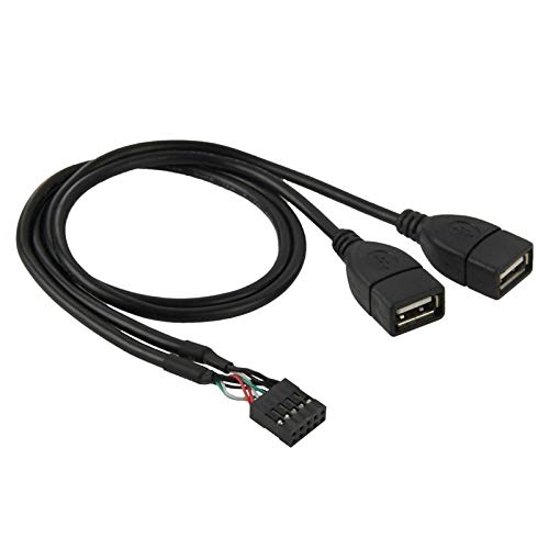 ZZjingli Computerzubehör 10 Pin Motherboard Buchsenleisten zu 2 USB 2.0 Buchse Adapter-Kabel, Länge: 50cm von ZZjingli