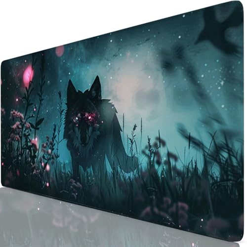 Mauspad 700x300mm Schwarz Mauspad Groß Schreibtischunterlage Wolf Mousepad XXL 70x30cm mit Nicht rutschender Unterlage, Vernähte Kanten WassXerdicht Maus Pad für PC, MacBook, Office Geschenke Z6-62 Mauspad 700x300mm Schwarz Mauspad Groß Schreibtischunterlage Wolf Mousepad XXL 70x30cm mit Nicht rutschender Unterlage, Vernähte Kanten WassXerdicht Maus Pad für PC, MacBook, Office Geschenke Z6-62 von Zaafeen