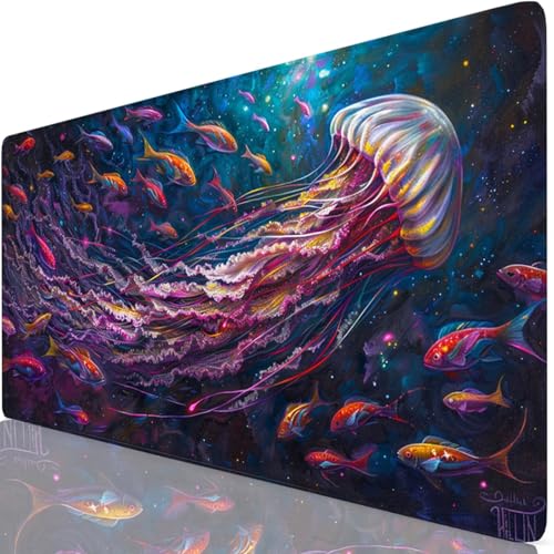 Mauspad 800x400mm Blau Mauspad Groß Schreibtischunterlage Qualle Mousepad XXL 80x40cm mit Nicht rutschender Unterlage, Vernähte Kanten WassXerdicht Maus Pad für PC, MacBook, Office Geschenke Z6-26 Mauspad 800x400mm Blau Mauspad Groß Schreibtischunterlage Qualle Mousepad XXL 80x40cm mit Nicht rutschender Unterlage, Vernähte Kanten WassXerdicht Maus Pad für PC, MacBook, Office Geschenke Z6-26 von Zaafeen