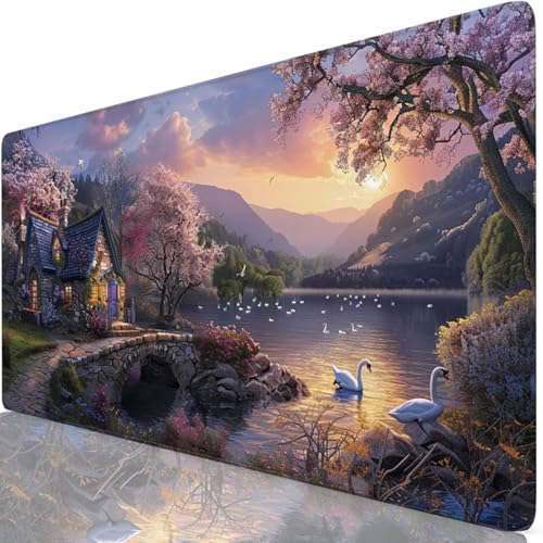 Rosa Gaming Mauspad XXL 1600x800x3mm Schreibtischunterlage Groß Wasserdicht See Mousepad Verbessert Präzision und Geschwindigkeit, Anti Rutsch Basis Mouse Pad für Office Geschenke, Tastatur Maus Z6-84 von Zaafeen