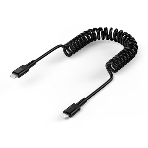 USB C auf Lightning Spiralkabel Carplay Kabel 1.83M,Einziehbares Lightning Kabel ,Ladekabel iPhone TypC to Lightning Ladekabel Spiral Einziehbar Auto Kabel für iPhone 14 13 12 11 Pro Max XS XR X 8 von Zacenei