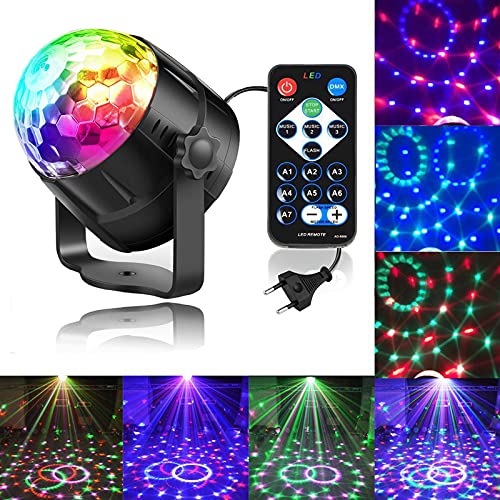 Zacfton LED Lichteffekte Disco Licht Party Licht Bühnenbeleuchtung 3W RGB Sprachaktiviertes Kristall Magic Ball Bühnenlicht für KTV Hochzeits-Show Club Pub Farbe ändern Beleuchtung mit Fernbedienung von Zacfton