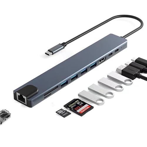 USB C Hub Zacoora USB C 10-in-1Adapter mit RJ45 USB3.0+PD100W (6694) von Zacoora