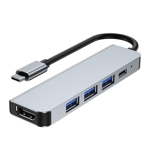 Zacoora 5 in1 USB C Hub mit PD 100W, 4K HDMI, 3 USB A Datenports USB C Adapter Multiport Adapter von Zacoora