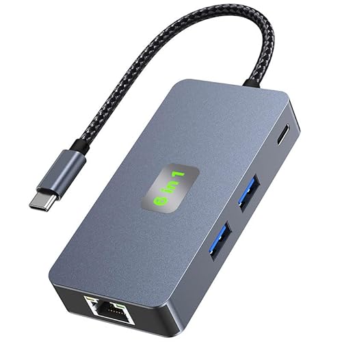 Zacoora 6-Port USB 3.2 Hub USB A 3,2 * 3+HDMI*1 +PD100+1000Mps Ethernet-Port (2308-6 in 1) von Zacoora