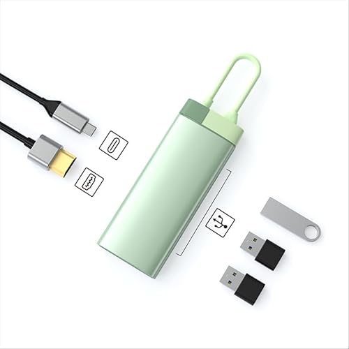 Zacoora BS5A USB-C-Hub 5-IN-1 USB-Hub Typ-C PD-Ladeanschluss 1*USB3.0+3 * 5 Gbit/s Ultra-Speed-Datenübertragung Ultradünner Hub 4K-HDMI-Ausgang (Grün) von Zacoora