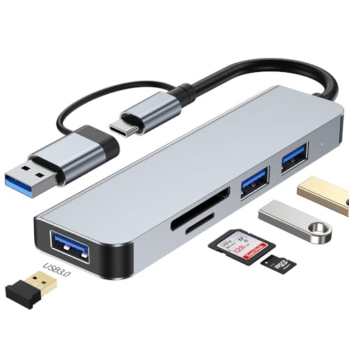 Zacoora USB C Hub (5 in 1) Aluminium mit USB 3.0 Anschlüsse, 1 SD und 1 microSD，Geräte geeignet für USBA- und Type-C-Schnittstellen von Zacoora