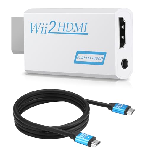 Zacro Wii Hdmi Adapter Wii Hdmi Wii to HDMI Full HD Converter Display Port to HDMI Adapter 720P 1080P HD Video Audio Output with 1m Greater Speed HDMI Cable for Wii Display von Zacro