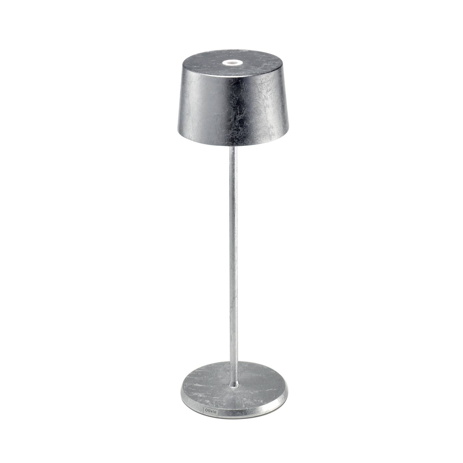 Zafferano Olivia 3K Akku-Tischlampe silber von Zafferano