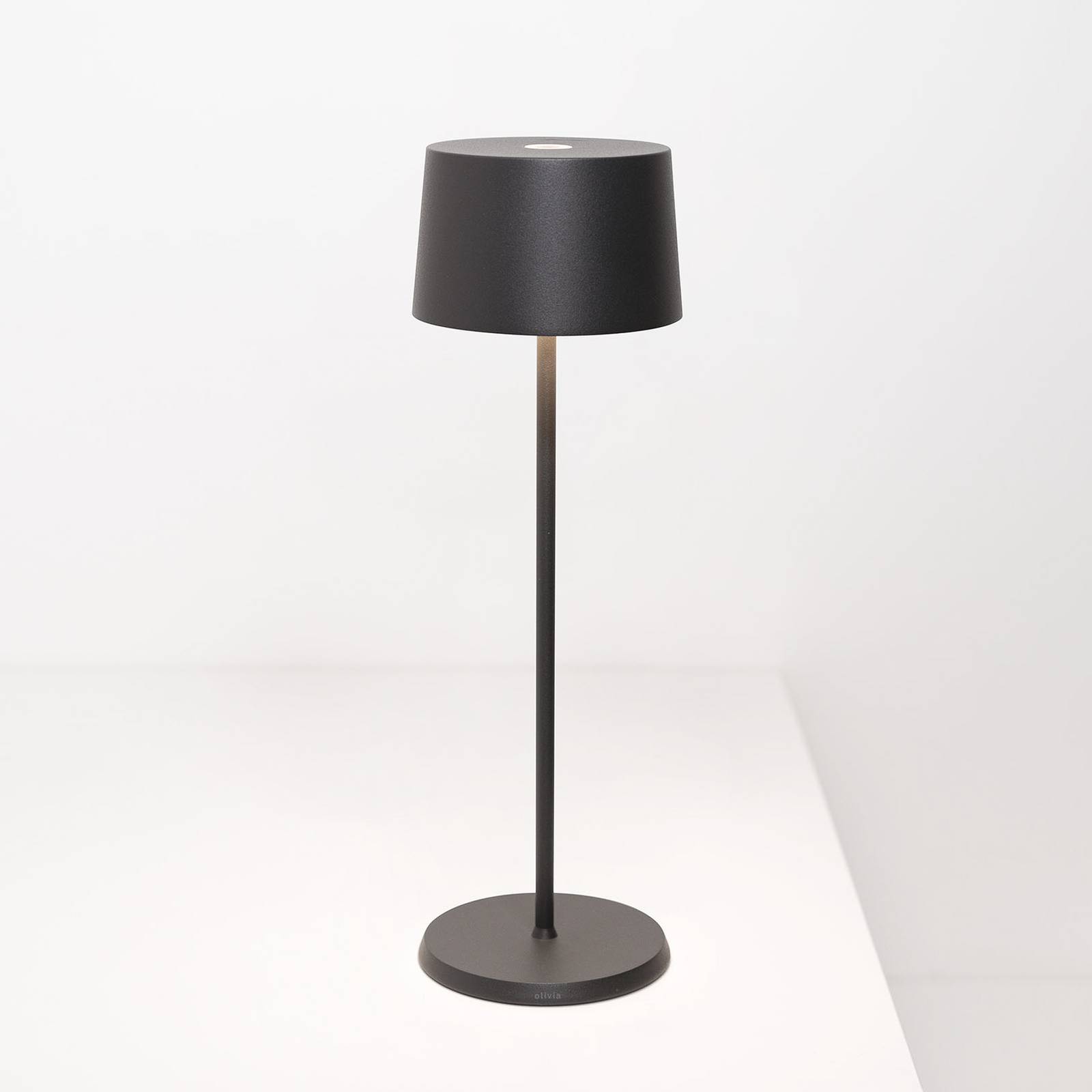 Zafferano Olivia Akku-Tischlampe IP65 dunkelgrau von Zafferano