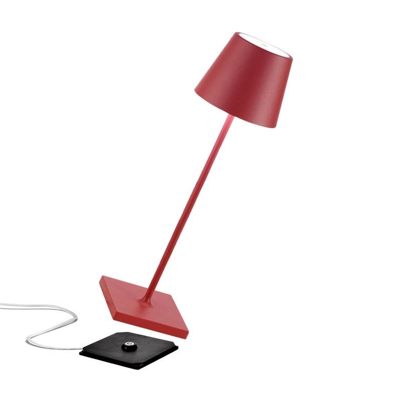 Zafferano Poldina Akku-Tischlampe IP65 rot von Zafferano