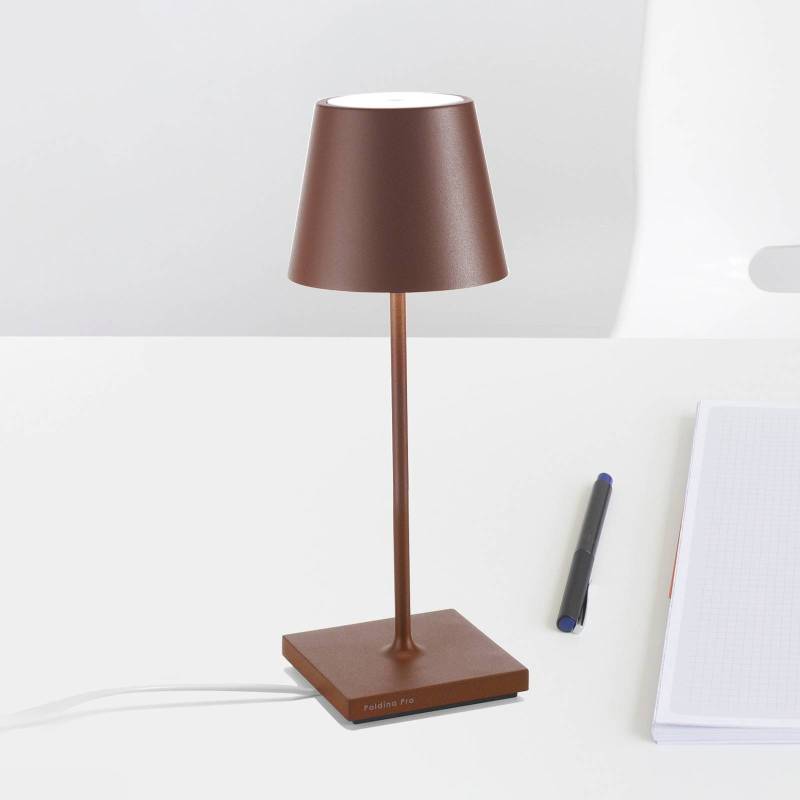 Zafferano Poldina mini Akku-Tischlampe IP65 corten von Zafferano