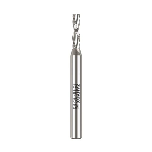 ZahyoX VHM Fräser CNC Spiralfräser Zweischneidige Spirale Oberfräse Fräser Holz Abwärtsfräser mit 6 mm Schaft, 4 mm Schnittdurchmesser, 16 mm Schnittlänge, 64 mm Gesamtlänge von Zahyox