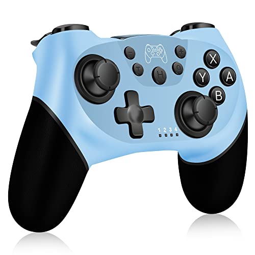 Zakgbxbig Controller für Switch, Wireless Pro Controller für Switch Lite, Controller für Switch Remote Gamepad Joystick, Turbo und Dual Vibration (Sky Blue+Black) von Zakgbxbig