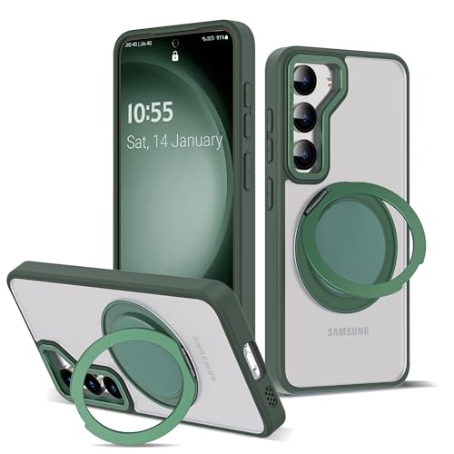 Zalinbo für Samsung Galaxy S23 Hülle [360° Magnetischer Ring Stand & Unsichtbarer Ständer] Handyhülle Samsung Galaxy S23 Case 6,1'' All-in-One Matt Stoßfest [Militärschutz] Schutzhülle Dünn, Grün von Zalinbo