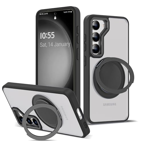 Zalinbo für Samsung Galaxy S23 Hülle [360° Magnetischer Ring Stand & Unsichtbarer Ständer] Handyhülle Samsung Galaxy S23 Case 6,1'' All-in-One Matt Stoßfest [Militärschutz] Schutzhülle Dünn, Schwarz von Zalinbo