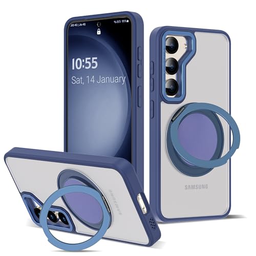 Zalinbo 360° Magnetischer Ring Stand für Samsung Galaxy S23 Hülle [Unsichtbarer Ständer] Handyhülle Samsung Galaxy S23 Case All-in-One Matt Stoßfest [Militärschutz] Schutzhülle Dünn, Blau2 von Zalinbo