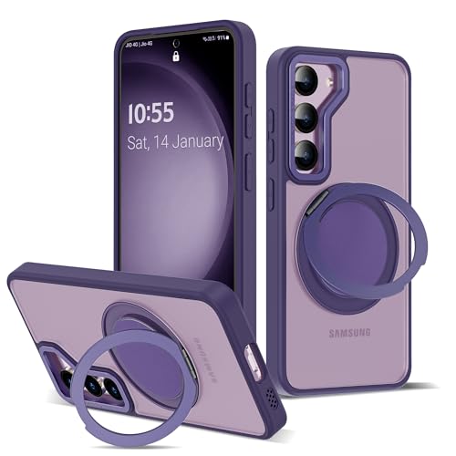 Zalinbo 360° Magnetischer Ring Stand für Samsung Galaxy S23 Hülle [Unsichtbarer Ständer] Handyhülle Samsung Galaxy S23 Case All-in-One Matt Stoßfest [Militärschutz] Schutzhülle Dünn, Violett2 von Zalinbo