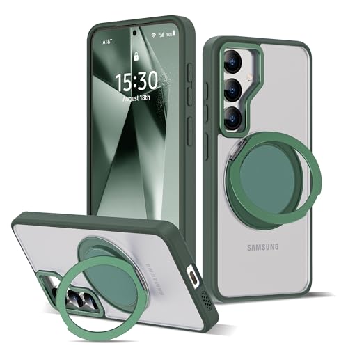 Zalinbo für Samsung Galaxy S24 Hülle [360° Magnetischer Ring Stand & Unsichtbarer Ständer] Handyhülle Samsung Galaxy S24 Case 6,1'' All-in-One Matt Stoßfest [Militärschutz] Schutzhülle Dünn, Grün von Zalinbo