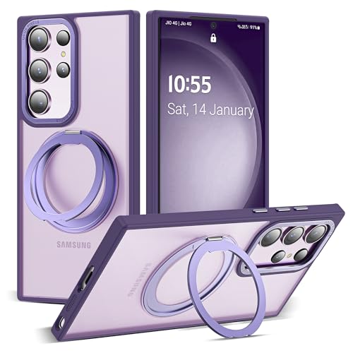 Zalinbo für Samsung Galaxy S23 Ultra Hülle [360°Unsichtbarer Ständer&O-Ring Stand] Magnetkraft Handyhülle Samsung Galaxy S23 Ultra Case All-in-One Matt Stoßfest[Militärschutz]Schutzhülle Dünn, Violett von Zalinbo