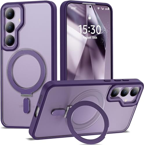Zalinbo für Samsung Galaxy S24 Hülle [Unsichtbarer Ständer&O-Ring Stand] Magnetkraft Handyhülle Samsung Galaxy S24 Case All-in-One Matt Stoßfest [Militärschutz] Schutzhülle Dünn, Violett von Zalinbo