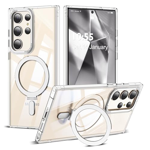 Zalinbo O-Ring Stand für Samsung Galaxy S24 Ultra Hülle [Unsichtbarer Ständer]Magnetkraft Handyhülle Samsung Galaxy S24 Ultra Case All-in-One Transparent Stoßfest[Militärschutz]Schutzhülle Dünn, Klar2 von Zalinbo