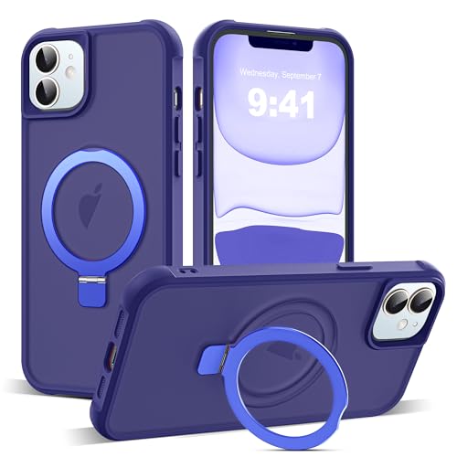 Zalinbo für iPhone 11 Hülle [O-Ring Stand & Unsichtbarer Ständer] Magnetkraft Handyhülle iPhone 11 Case All-in-One Matt Stoßfest [Militärschutz] Schutzhülle Dünn, Blau von Zalinbo