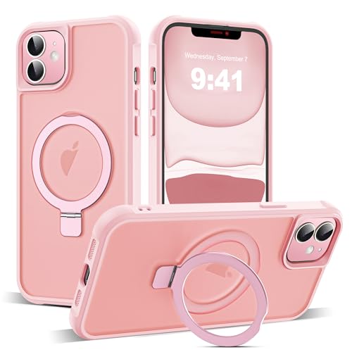 Zalinbo O-Ring Stand für iPhone 11 Hülle [Unsichtbarer Ständer] Magnetkraft Handyhülle iPhone 11 Case All-in-One Matt Stoßfest [Militärschutz] Schutzhülle Dünn, Rosa von Zalinbo