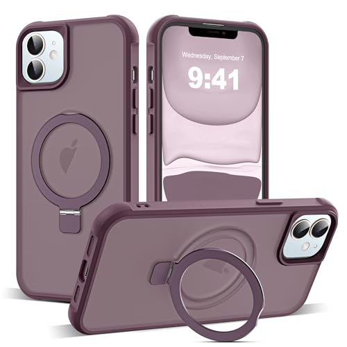 Zalinbo für iPhone 11 Hülle [O-Ring Stand & Unsichtbarer Ständer] Magnetkraft Handyhülle iPhone 11 Case All-in-One Matt Stoßfest [Militärschutz] Schutzhülle Dünn, Wine Rot von Zalinbo