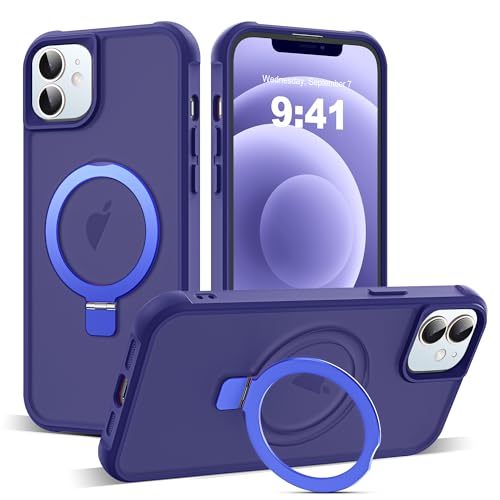 Zalinbo für iPhone 12 Hülle & iPhone 12 Pro Hülle [O-Ring Stand & Unsichtbarer Ständer] Magnetkraft Handyhülle iPhone 12 Case All-in-One Matt Stoßfest [Militärschutz] Schutzhülle Dünn, Blau von Zalinbo