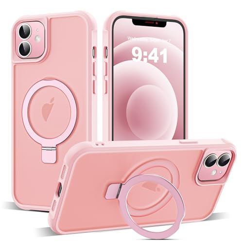 Zalinbo für iPhone 12 Hülle & iPhone 12 Pro Hülle [O-Ring Stand & Unsichtbarer Ständer] Magnetkraft Handyhülle iPhone 12 Case All-in-One Matt Stoßfest [Militärschutz] Schutzhülle Dünn, Rosa von Zalinbo