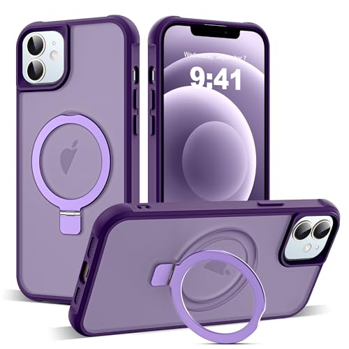 Zalinbo für iPhone 12 Hülle & iPhone 12 Pro Hülle [O-Ring Stand & Unsichtbarer Ständer] Magnetkraft Handyhülle iPhone 12 Case All-in-One Matt Stoßfest [Militärschutz] Schutzhülle Dünn, Violett von Zalinbo