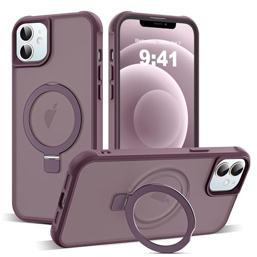 Zalinbo für iPhone 12 Hülle & iPhone 12 Pro Hülle [O-Ring Stand & Unsichtbarer Ständer] Magnetkraft Handyhülle iPhone 12 Case All-in-One Matt Stoßfest [Militärschutz] Schutzhülle Dünn, Wine Rot von Zalinbo