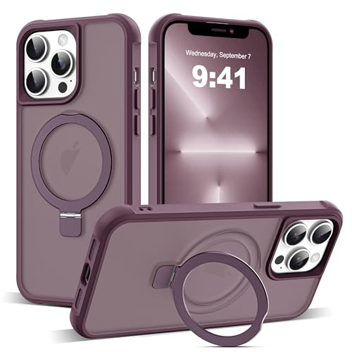 Zalinbo für iPhone 13 Pro Hülle [O-Ring Stand & Unsichtbarer Ständer] Magnetkraft Handyhülle iPhone 13 Pro Case All-in-One Matt Stoßfest [Militärschutz] Schutzhülle Dünn, Wine Rot von Zalinbo