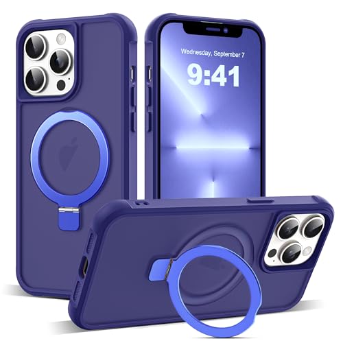 Zalinbo für iPhone 13 Pro Max Hülle & iPhone 12 Pro Max Hülle [O-Ring Stand & Unsichtbarer Ständer] Magnetkraft Handyhülle iPhone 13 Pro Max Case All-in-One Matt [Militärschutz] Schutzhülle, Blau von Zalinbo