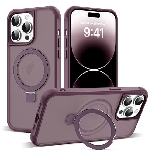 Zalinbo für iPhone 14 Pro Max Hülle [O-Ring Stand & Unsichtbarer Ständer] Magnetkraft Handyhülle iPhone 14 Pro Max Case All-in-One Matt Stoßfest [Militärschutz] Schutzhülle Dünn, Wine Rot von Zalinbo