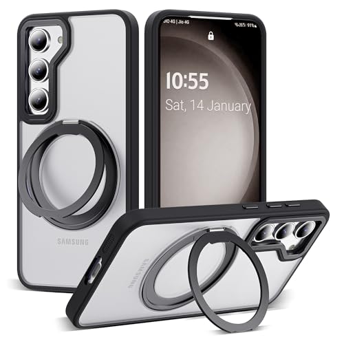 Zalinbo für Samsung Galaxy S23 Hülle [360°Unsichtbarer Ständer&O-Ring Stand] Magnetkraft Handyhülle Samsung Galaxy S23 Case All-in-One Matt Stoßfest[Militärschutz] Schutzhülle Dünn, Schwarz von Zalinbo