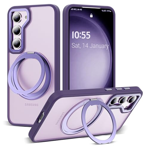 Zalinbo für Samsung Galaxy S23 Hülle [360°Unsichtbarer Ständer&O-Ring Stand] Magnetkraft Handyhülle Samsung Galaxy S23 Case All-in-One Matt Stoßfest[Militärschutz] Schutzhülle Dünn, Violett von Zalinbo