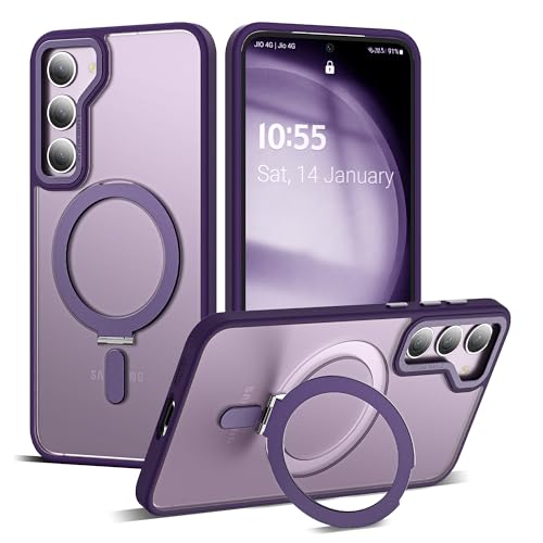 Zalinbo für Samsung Galaxy S23 Hülle [Unsichtbarer Ständer&O-Ring Stand] Magnetkraft Handyhülle Samsung Galaxy S23 Case All-in-One Matt Stoßfest [Militärschutz] Schutzhülle Dünn, Violett von Zalinbo