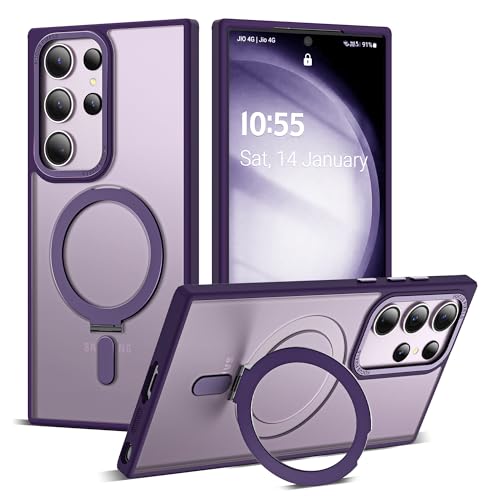 Zalinbo für Samsung Galaxy S23 Ultra Hülle [Unsichtbarer Ständer&O-Ring Stand] Magnetkraft Handyhülle Samsung Galaxy S23 Ultra Case All-in-One Matt Stoßfest [Militärschutz] Schutzhülle Dünn, Violett von Zalinbo