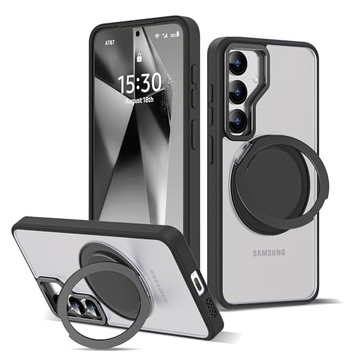 Zalinbo für Samsung Galaxy S24 Hülle [360° Magnetischer Ring Stand & Unsichtbarer Ständer] Handyhülle Samsung Galaxy S24 Case 6,1'' All-in-One Matt Stoßfest [Militärschutz] Schutzhülle Dünn, Schwarz von Zalinbo
